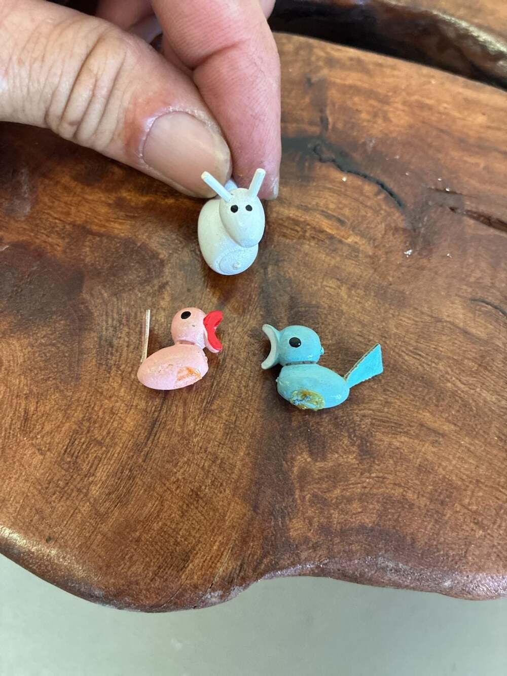 Vintage Miniature wooden Easter ducks and lamb